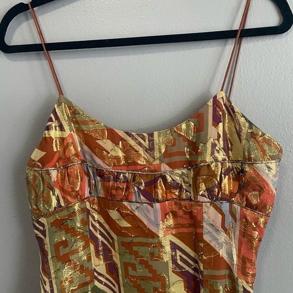 Nicole Miller Silk Metallic Gold Dress - Picture 3 of 6